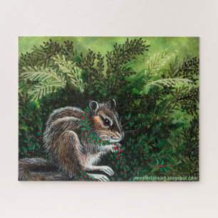 Happy Chipmunk in Fern Puzzle