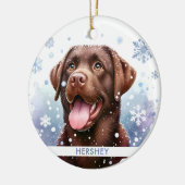 Happy Chocolate Labrador Retriever Dog Weihnachten Keramik Ornament (Links)