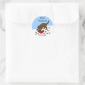Happy Chocolate Labrador Weihnachts Cartoon Sticke Runder Aufkleber (Tasche)