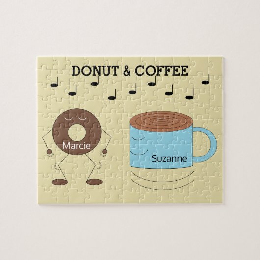 Happy Chocolate Mattierte Donut & Coffee Tasse: Puzzle (Horizontal)