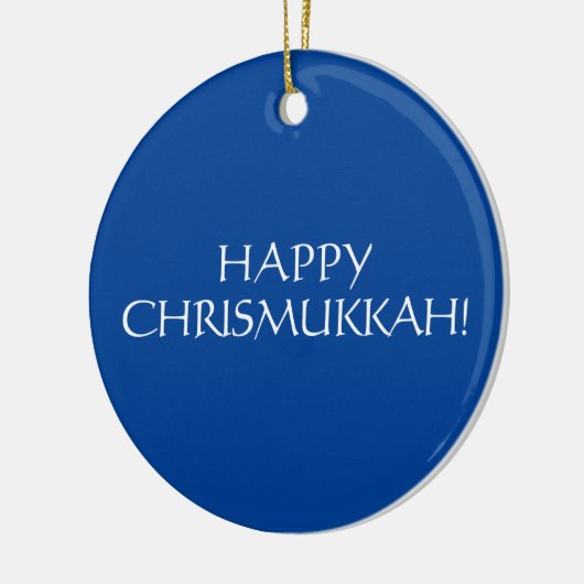 Happy Chrismukkah blauer Weihnachtsjüdischer Feier Keramik Ornament (Links)