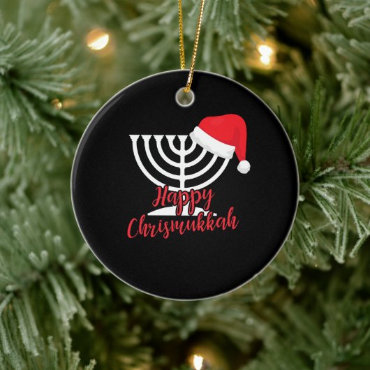 Happy Chrismukkah Funny Hanukkah und Weihnachten Keramik Ornament (Baum)