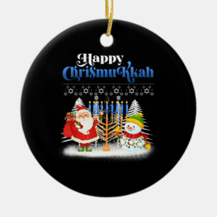Happy Chrismukkah Funny Hanukkah Weihnachtsjuwis Keramik Ornament