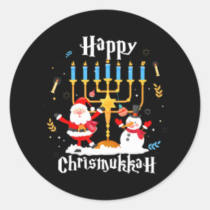 Happy Chrismukkah Funny Hanukkah Weihnachtsjuwis Runder Aufkleber