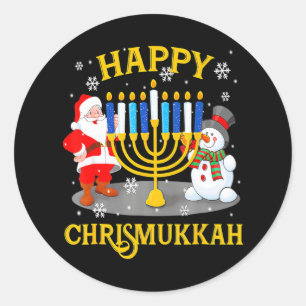 Happy Chrismukkah Funny Hanukkah Weihnachtsjuwis Runder Aufkleber