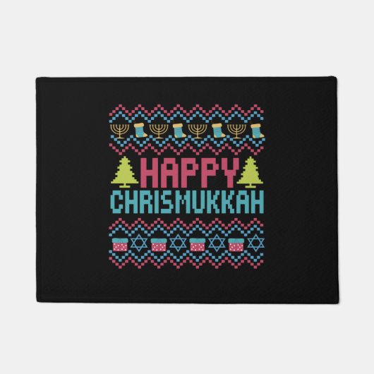 Happy Chrismukkah Funny Jewish Ugly Sweater Gesche Fußmatte (Vorderseite)