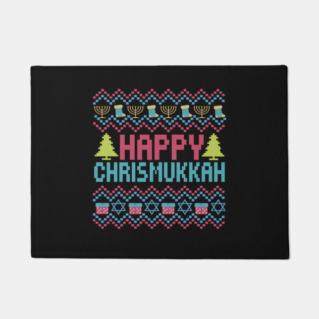Happy Chrismukkah Funny Jewish Ugly Sweater Gesche Fußmatte (Vorderseite)