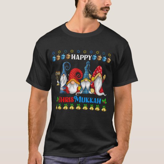 Happy Chrismukkah Gnomes Christmas Hanukkah T-Shirt (Vorderseite)