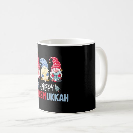 Happy Chrismukkah Gnomes Hanukkah Frohe Weihnachte Kaffeetasse (VorderseiteRechts)