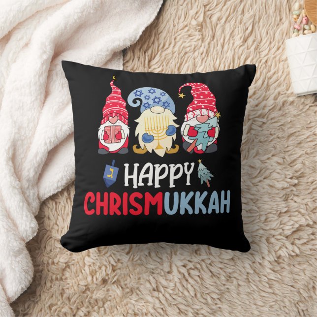Happy Chrismukkah Gnomes Hanukkah Frohe Weihnachte Kissen (Decke)
