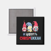 Happy Chrismukkah Gnomes Hanukkah Frohe Weihnachte Magnet (Vorderseite/Rückseite)