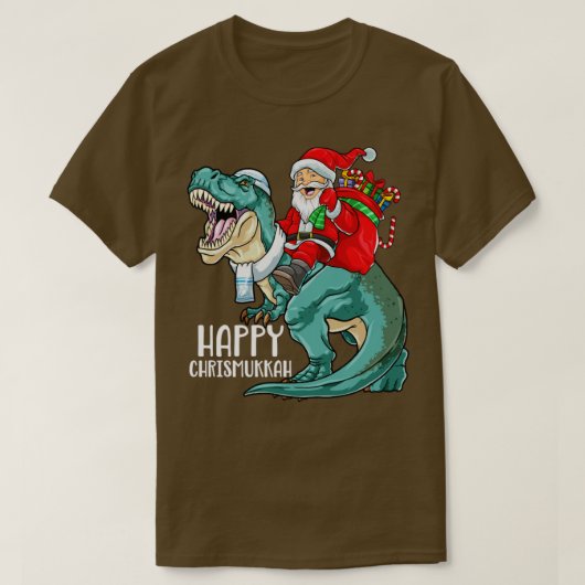 Happy Chrismukkah Hanukkah Christmas T Rex Dinosau T-Shirt (Design vorne)
