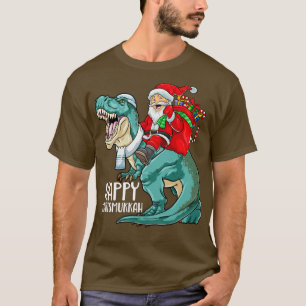 Happy Chrismukkah Hanukkah Christmas T Rex Dinosau T-Shirt