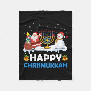 Happy Chrismukkah Hanukkah Fun Frohe Weihnachtsjud Fleecedecke