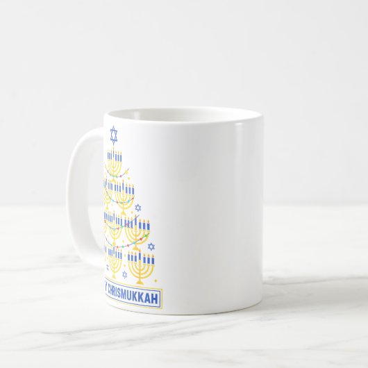 Happy Chrismukkah Hanukkah Light Tree Jewish Holid Kaffeetasse (Vorderseite Links)