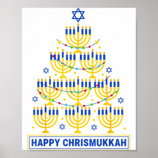 Happy Chrismukkah Hanukkah Light Tree Jewish Holid Poster (Vorne)