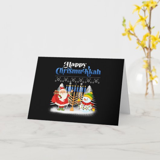 Happy Chrismukkah Jüdische Weihnachtszeit Hanukkah Karte (Gelbe Blume)