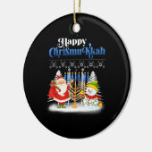 Happy Chrismukkah Jüdische Weihnachtszeit Hanukkah Keramik Ornament (Links)