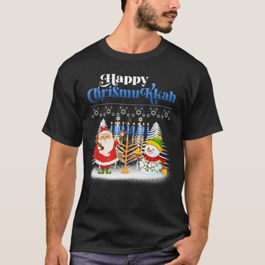 Happy Chrismukkah Jüdische Weihnachtszeit Hanukkah T-Shirt (Vorderseite)