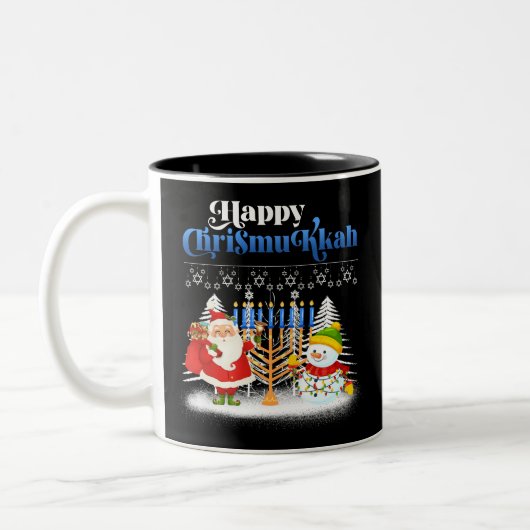 Happy Chrismukkah Jüdische Weihnachtszeit Hanukkah Zweifarbige Tasse (Links)