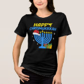 Happy Chrismukkah Menorah Santa Hat Holiday Tee (Vorderseite)