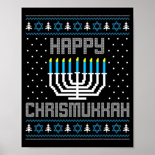 Happy Chrismukkah Menorah Ugly Sweater Christmas H Poster (Vorne)