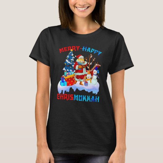 Happy Chrismukkah Merry Christmas Happy Hanukkah T-Shirt (Vorderseite)