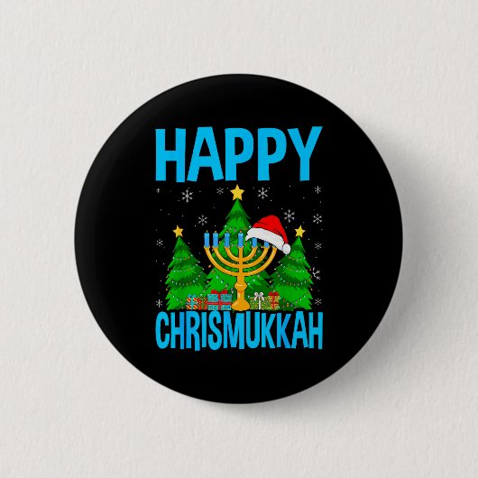 Happy Chrismukkah Santa Hat Christmas Hanukkah Sle Button (Vorderseite)
