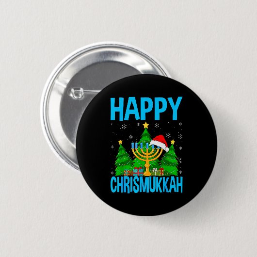 Happy Chrismukkah Santa Hat Christmas Hanukkah Sle Button (Vorne & Hinten)