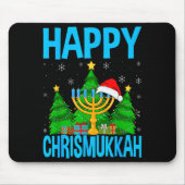 Happy Chrismukkah Santa Hat Christmas Hanukkah Sle Mousepad (Vorne)