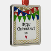 Happy Chrismukkah Weihnachten und Hanukkah Silbernes Ornament (Rechts)