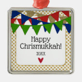 Happy Chrismukkah Weihnachten und Hanukkah Silbernes Ornament (Vorne)