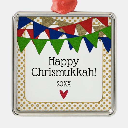Happy Chrismukkah Weihnachten und Hanukkah Silbernes Ornament (Vorne)