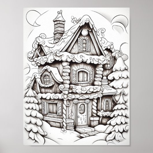 Happy Christmas Adult Coloring Poster (Vorne)