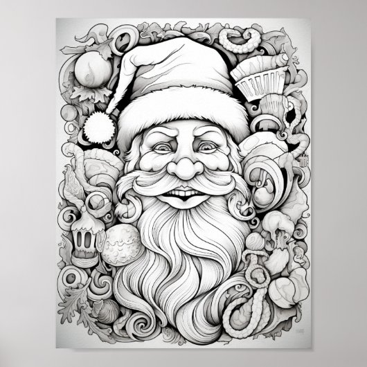 Happy Christmas Adult Coloring Poster (Vorne)