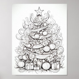 Happy Christmas Adult Coloring Poster
