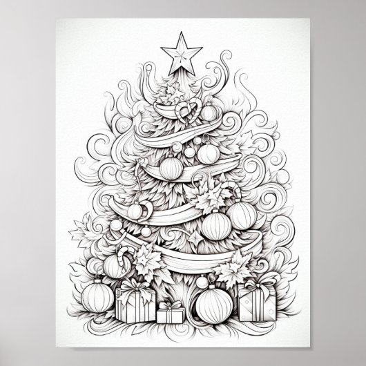 Happy Christmas Adult Coloring Poster (Vorne)