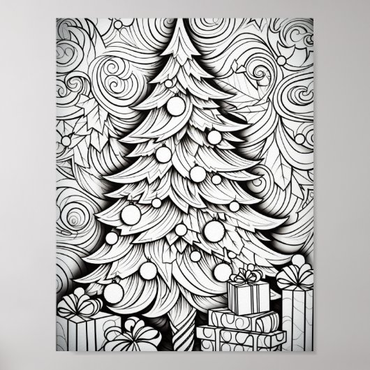 Happy Christmas Adult Coloring Poster (Vorne)