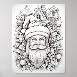 Happy Christmas Adult Coloring Poster