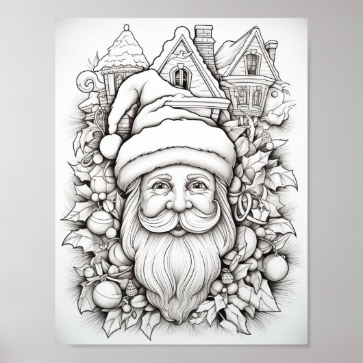 Happy Christmas Adult Coloring Poster (Vorne)