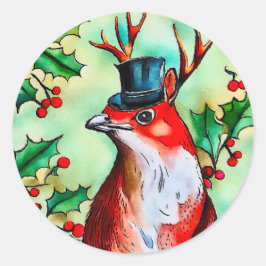 Happy Christmas Bird Runder Aufkleber