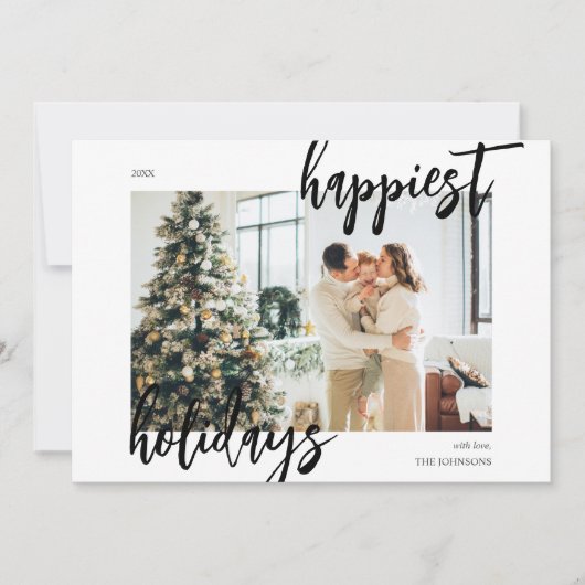 Happy Christmas Brush Script Foto Feiertagskarte (Vorderseite)