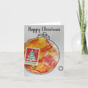 Happy Christmas Card - hand drawn ornament 2020-2 Dankeskarte