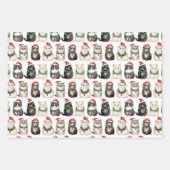 Happy Christmas Cats Funny Gift Wrap Geschenkpapier Set (Vorderseite)