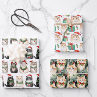 Happy Christmas Cats Funny Gift Wrap Geschenkpapier Set