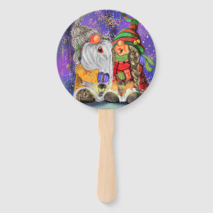 Happy Christmas Couple Gnome Hand Fan Fächer
