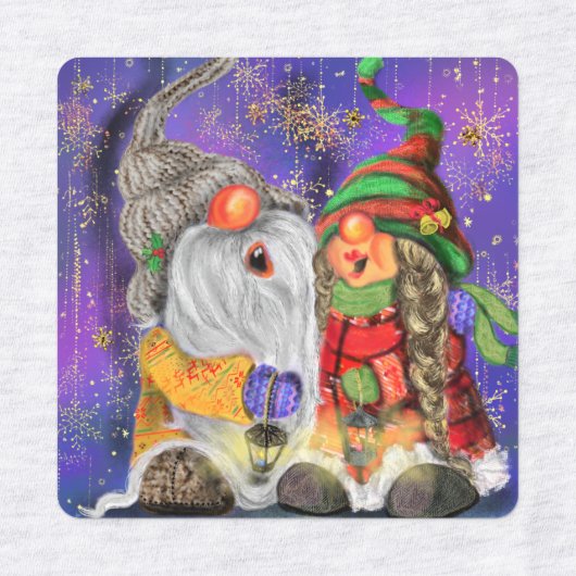 Happy Christmas Couple Gnomes Labels Etiketten (Design 2)