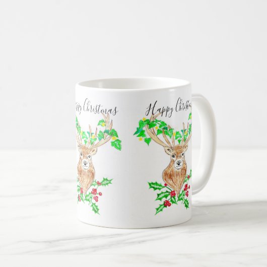 Happy Christmas Deer Kaffeetasse (VorderseiteRechts)