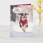 Happy Christmas Dog In Snow Karte (Gelbe Blume)