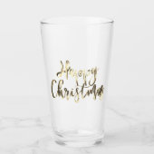 Happy Christmas Elegante Imitate Gold Typografie C Glas (Vorderseite)